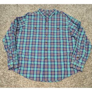 Polo Ralph Lauren Shirt Men's XXL 2XL Plaid Cotton Long Sleeve Double Pocket
